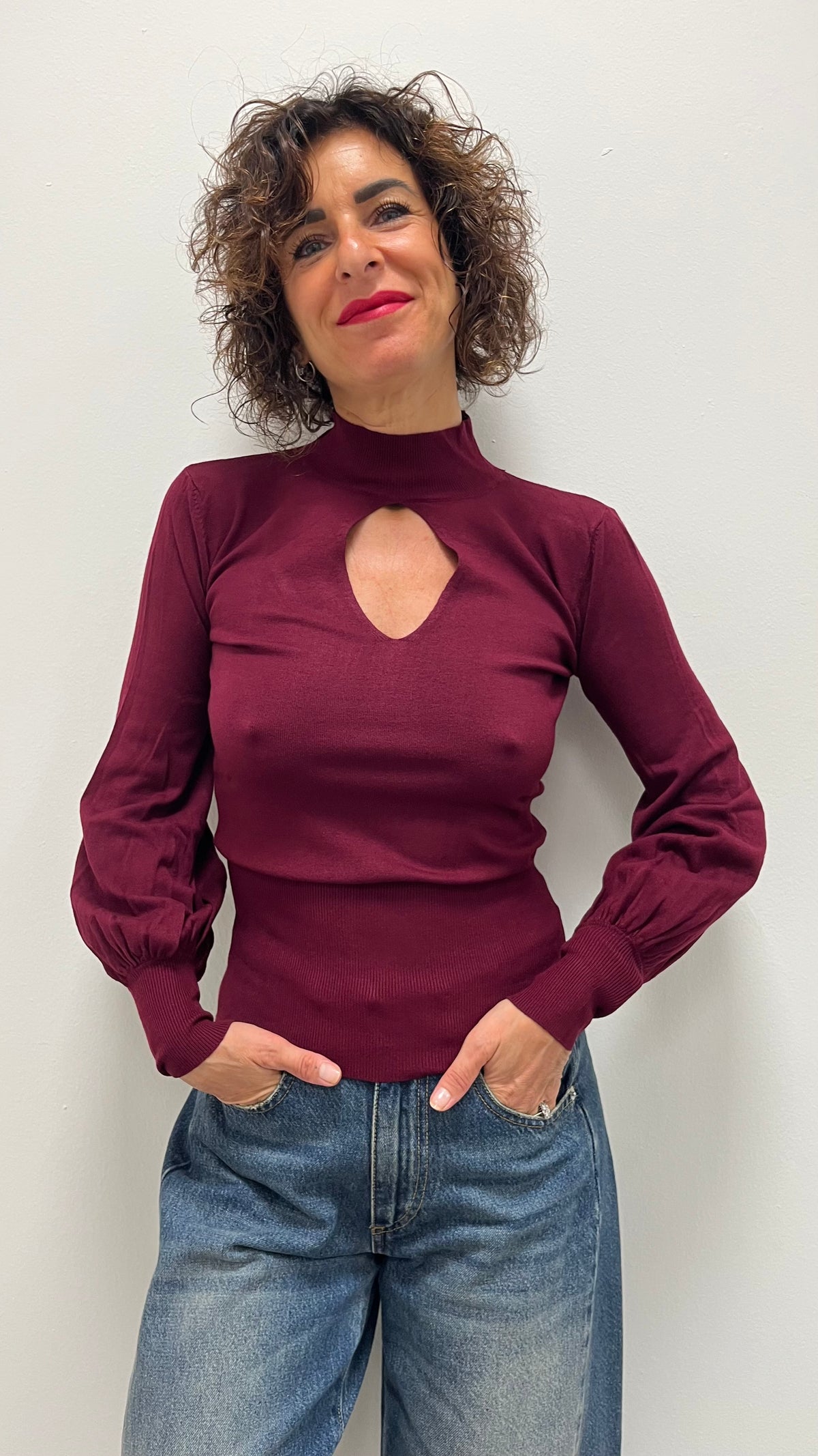 Maglia goccia manica sbuffo bordeaux Susy Mix