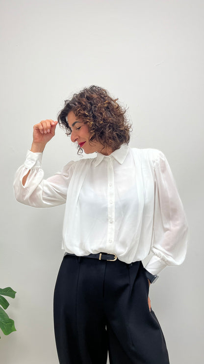 Camicia crop con spalline arricciate Extasy bianco