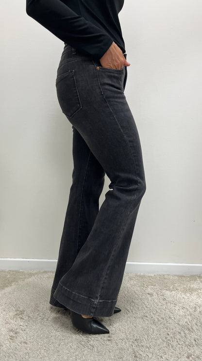 Pantaloni zampa jeans nero Extasy