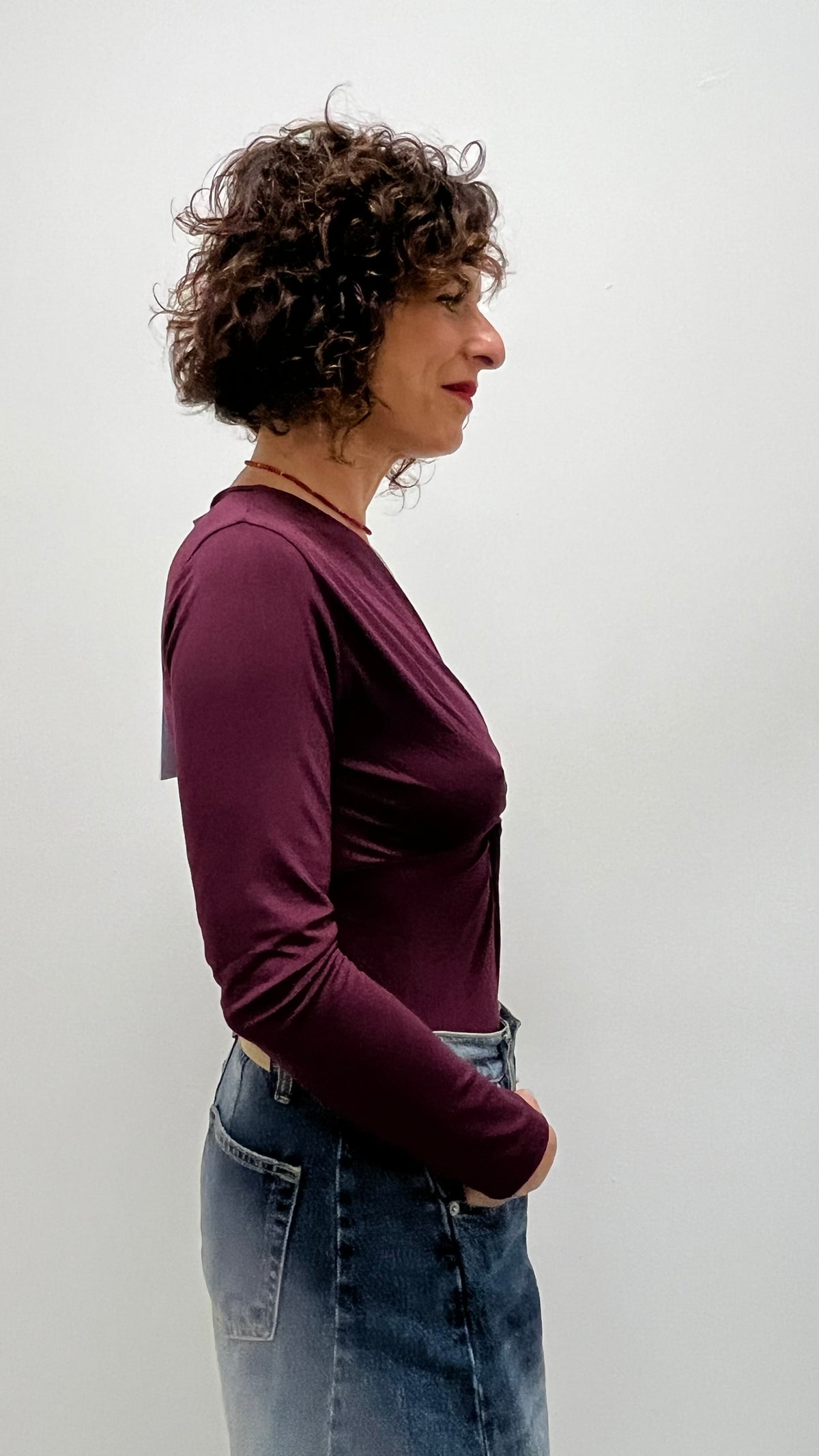 Maglia in viscosa con nodo Susy Mix bordeaux