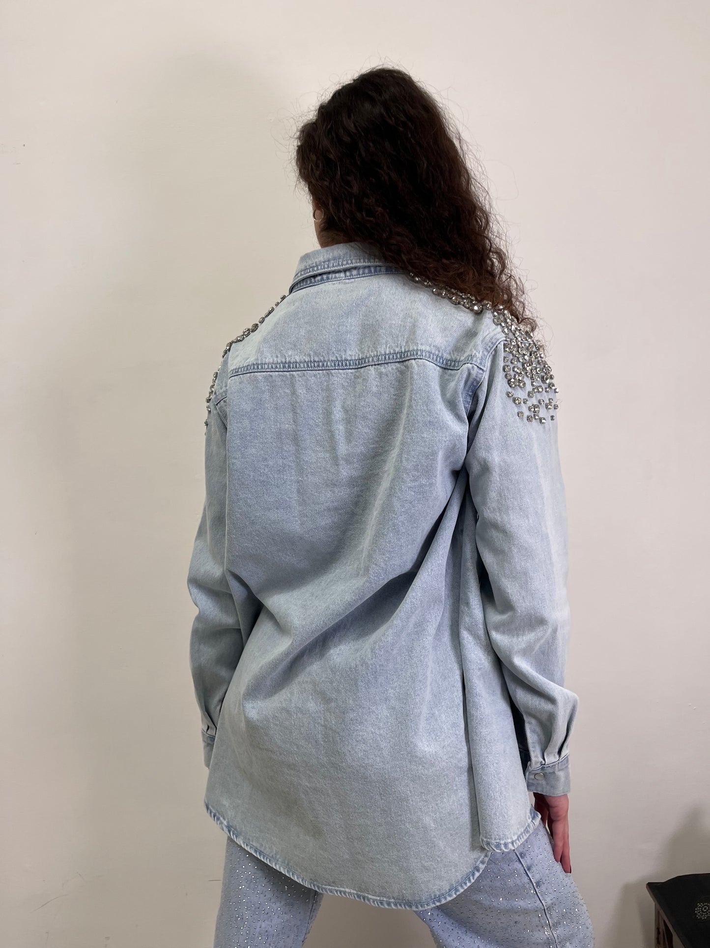 Giacca Camicia Denim Strass Susy Mix