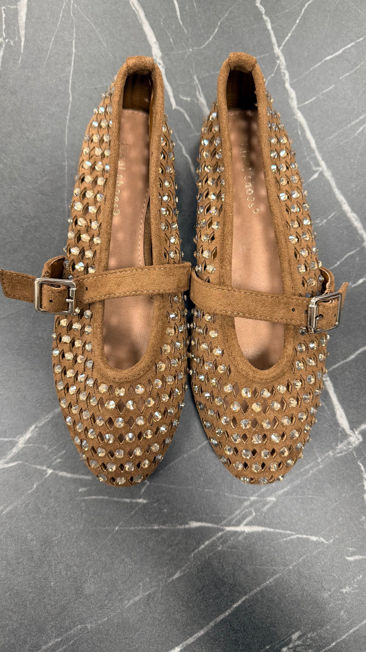 Ballerine tabacco con strass oro Memoire