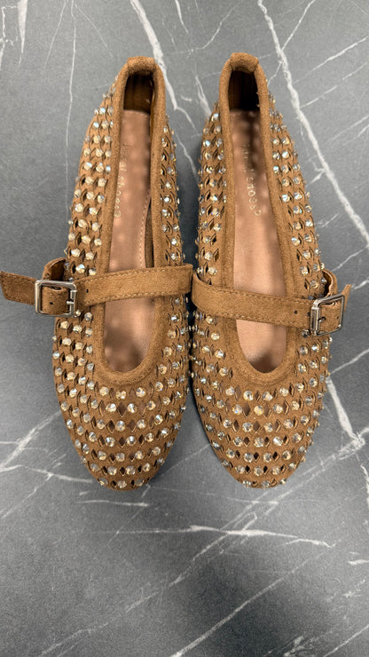 Ballerine tabacco con strass oro Memoire