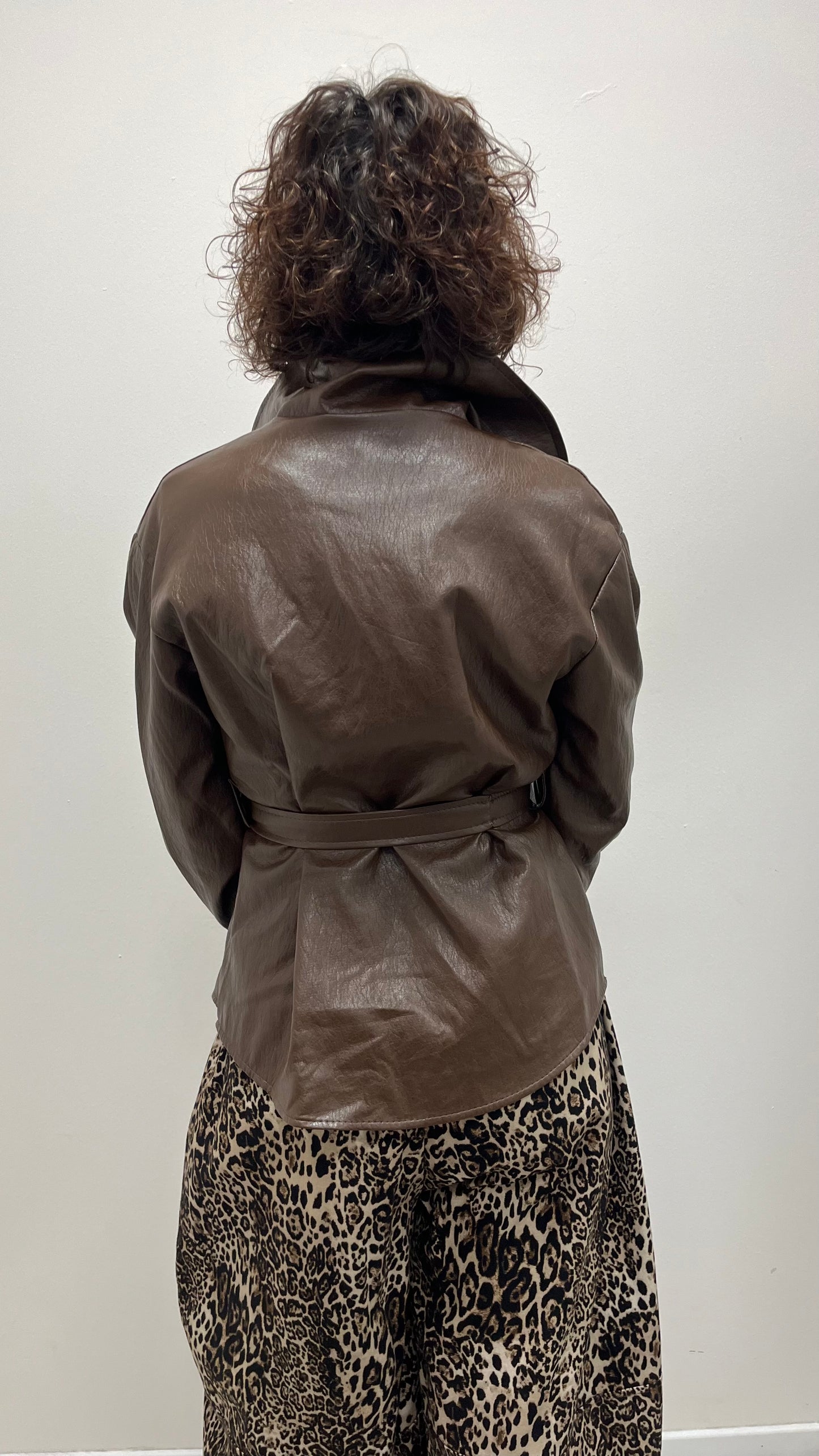Giacca Camicia Ecopelle Extasy Marrone