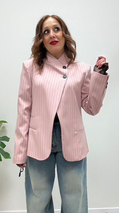 Giacca chiusura coreana Gessata Rosa Haveone