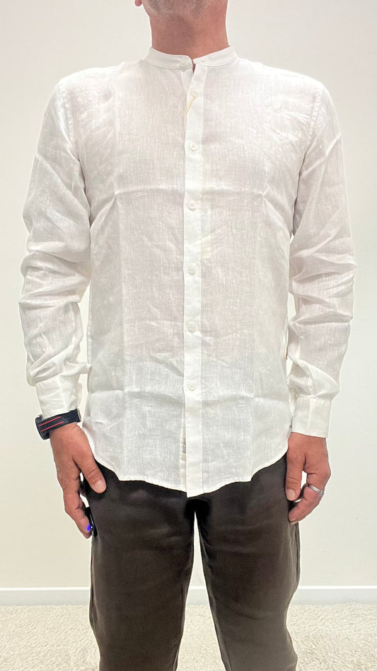 Camicia in Lino Bianca Collo Coreana Gianni Lupo