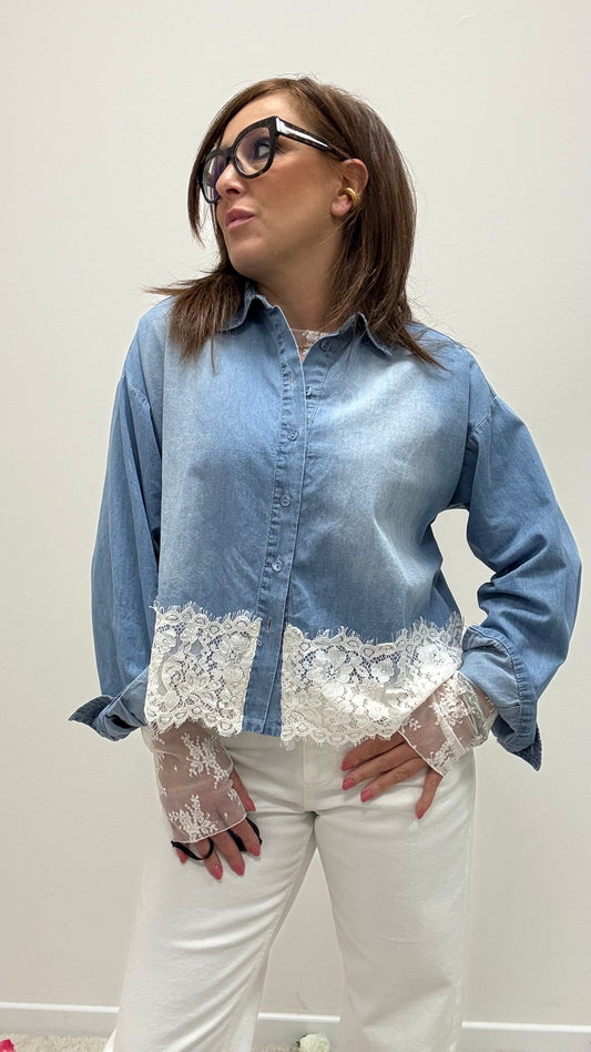 Camicia chambray con pizzo Tensione In