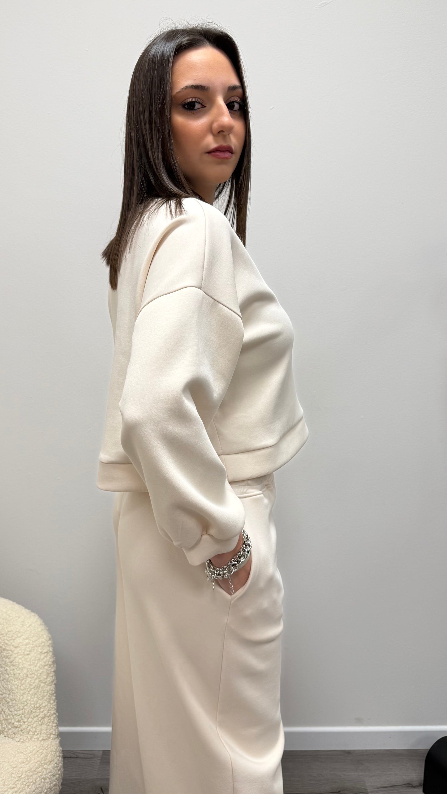 Felpa scuba polo Crop burro Haveone