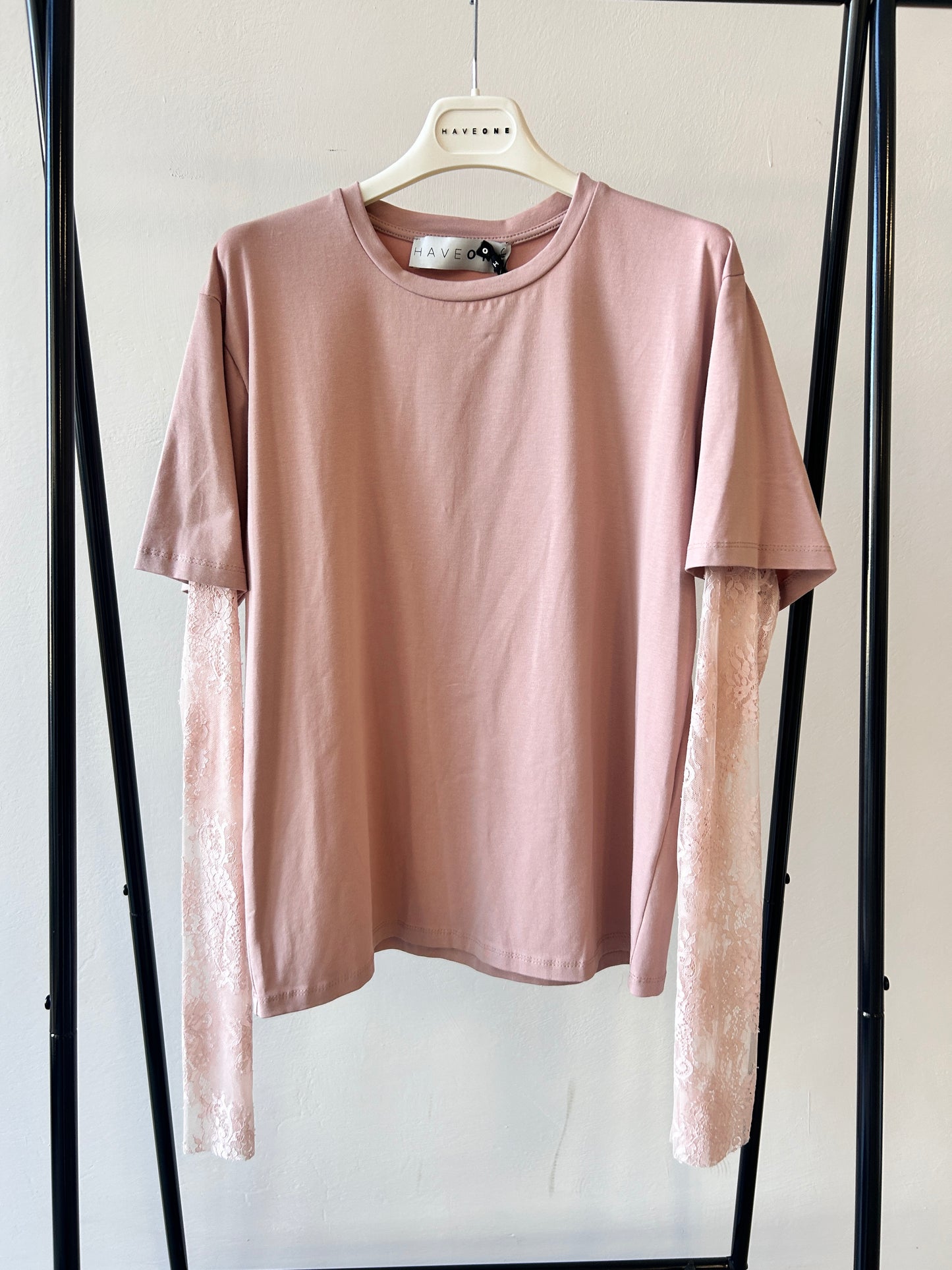 T-shirt Rosa manica pizzo Haveone