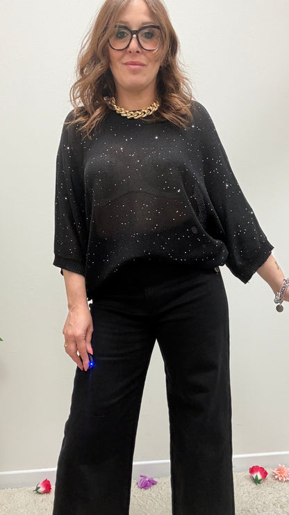 Maglia pipistello paillettes Extasy
