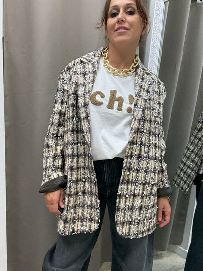 Giacca check paillettes Susy Mix