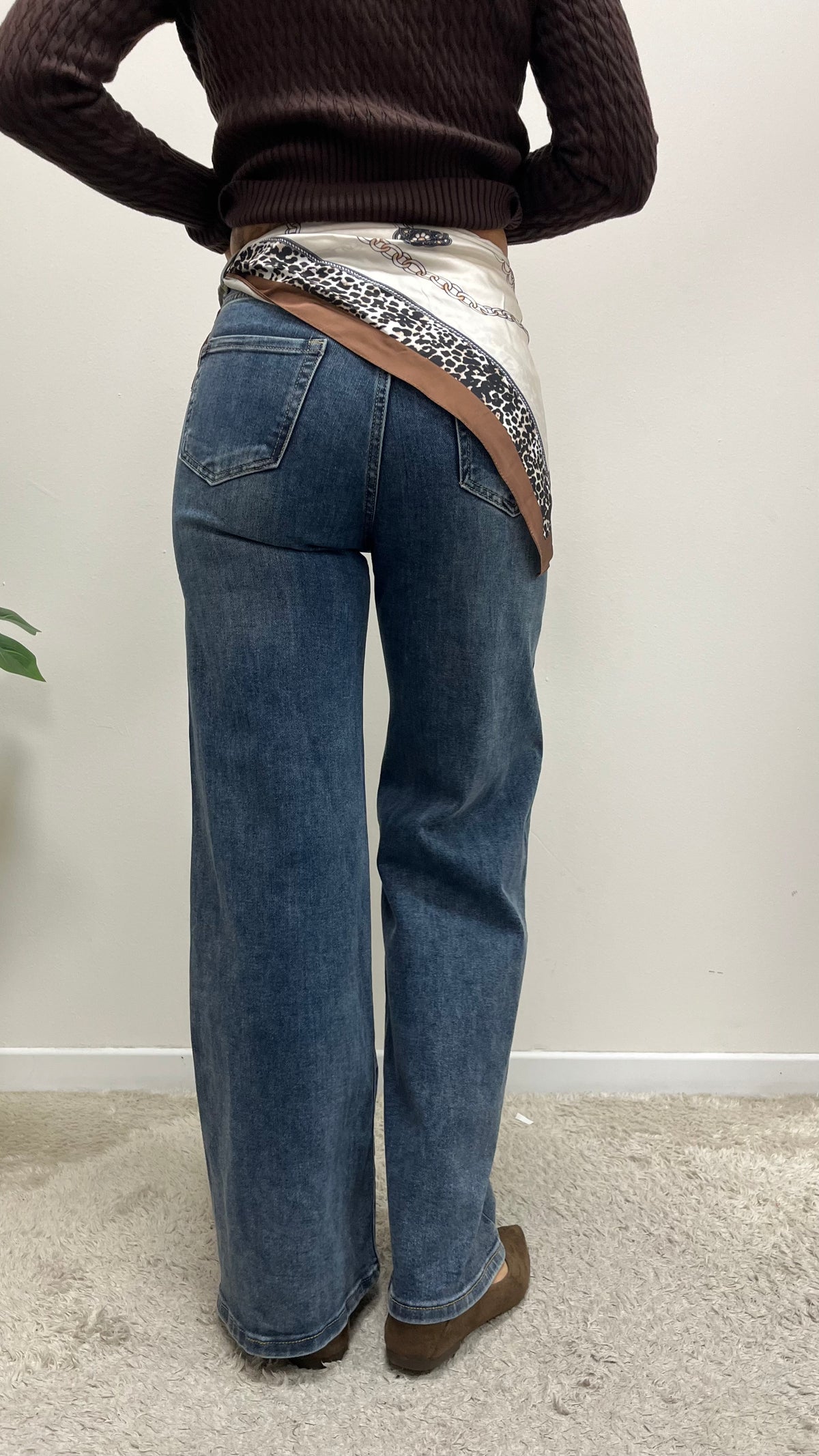 Jeans palazzo elasticizzato con foulard Extasy art.SA7670