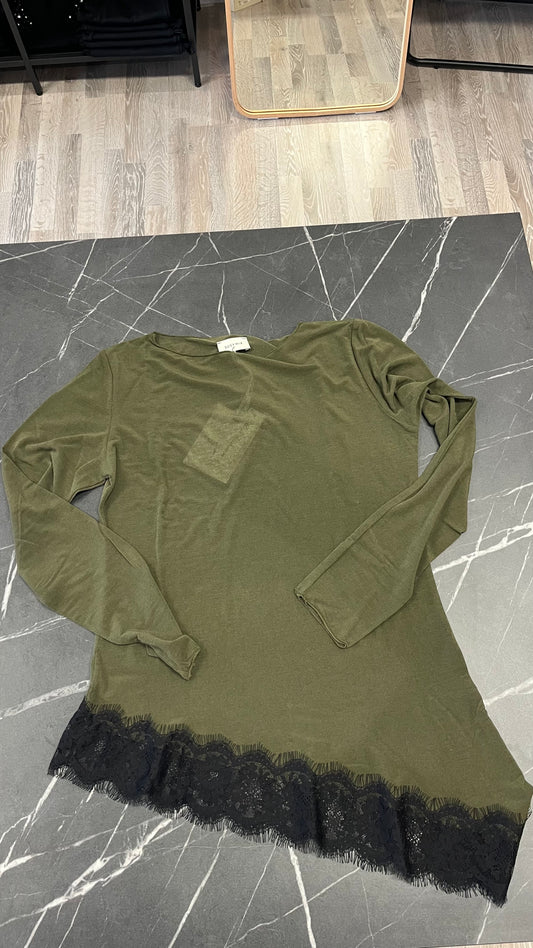 Cashmirina Susy Mix con Pizzo Verde Militare Art.12532