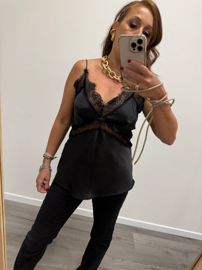 Top pizzo viscosa Nero Haveone