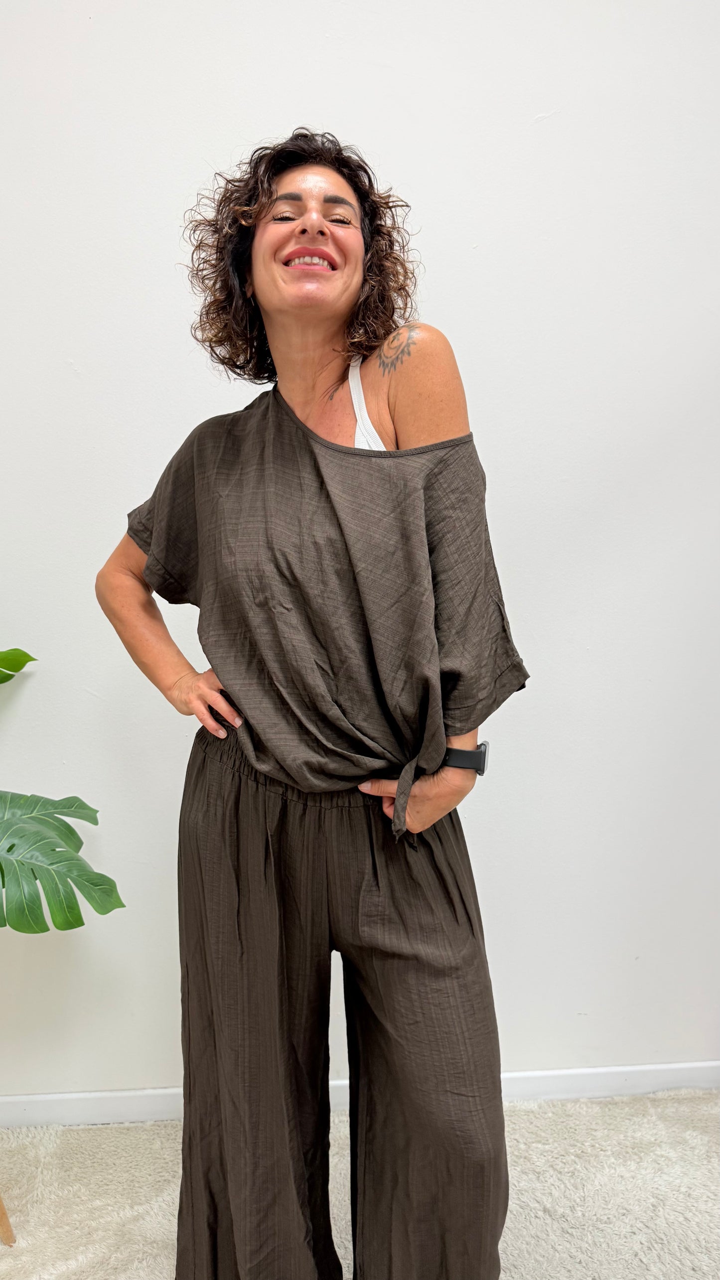 Blusa con nodo Extasy moro