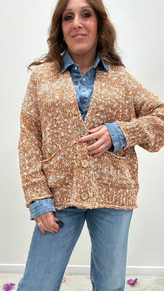 Cardigan Tre Bottoni Melangiato HaveOne Tabacco