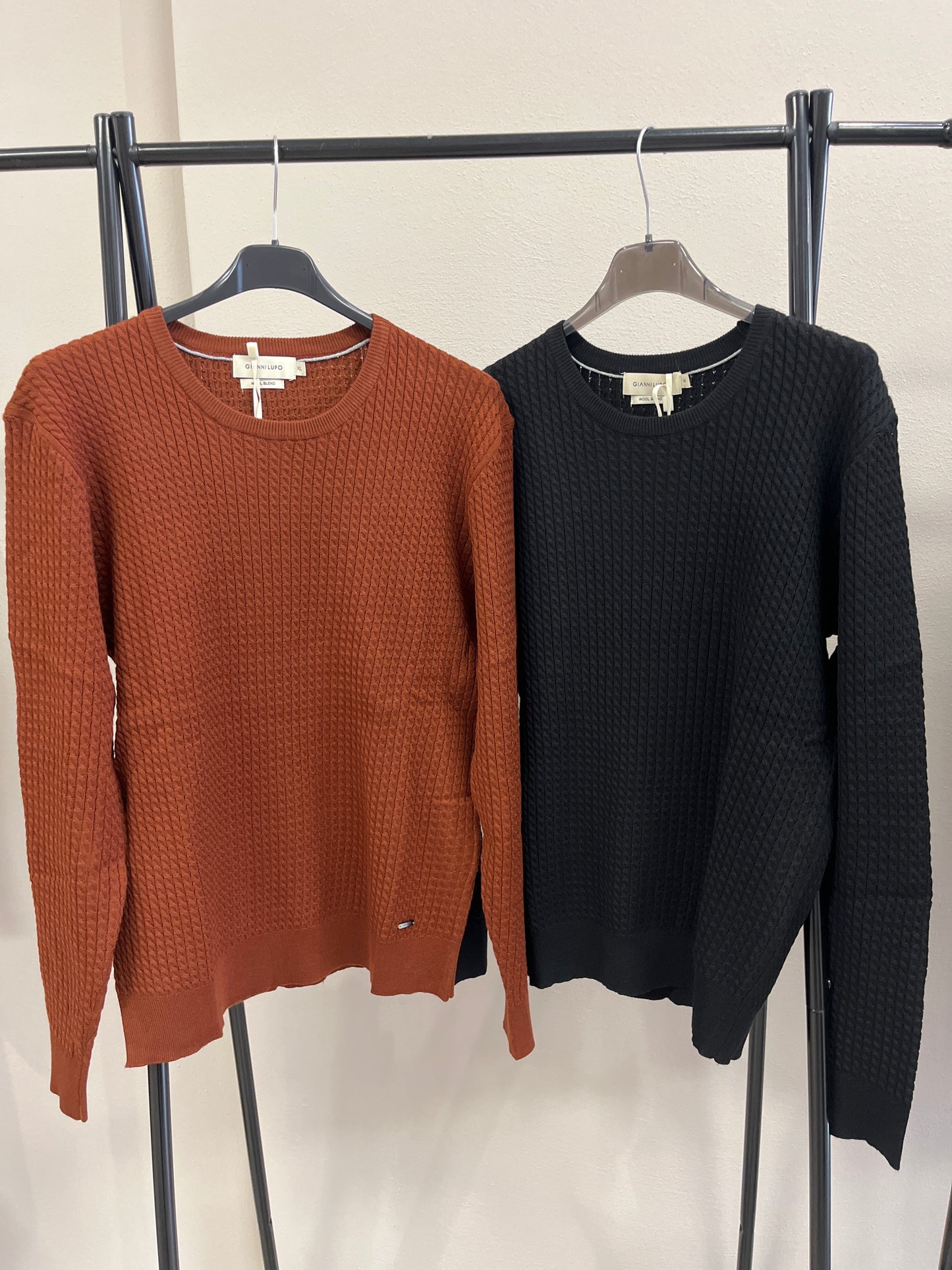 Gianni Lupo Maglia Girocollo Uomo Intrecciato Coccio