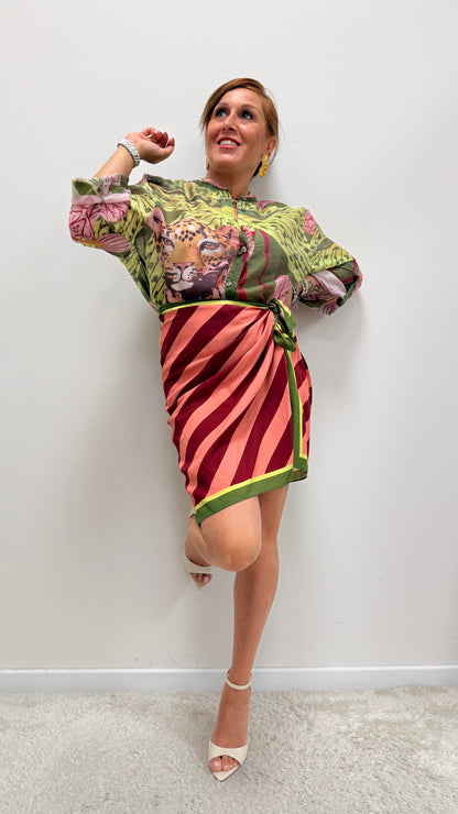 Gonna Pareo Corta jungle righe rosa e fucsia HaveOne Art.GVS-Q271