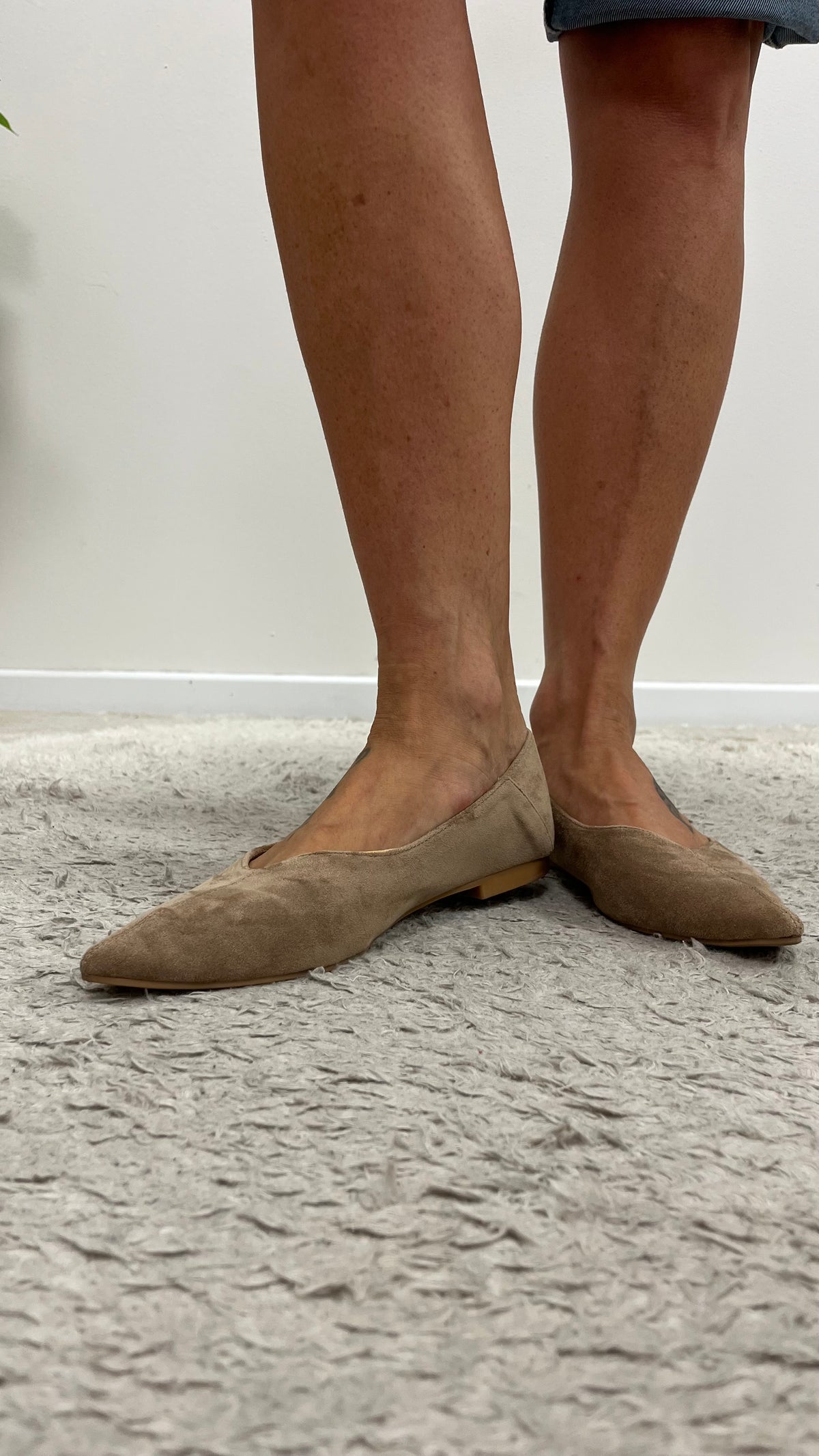 Ballerine eco camoscio taupe punta Memoire