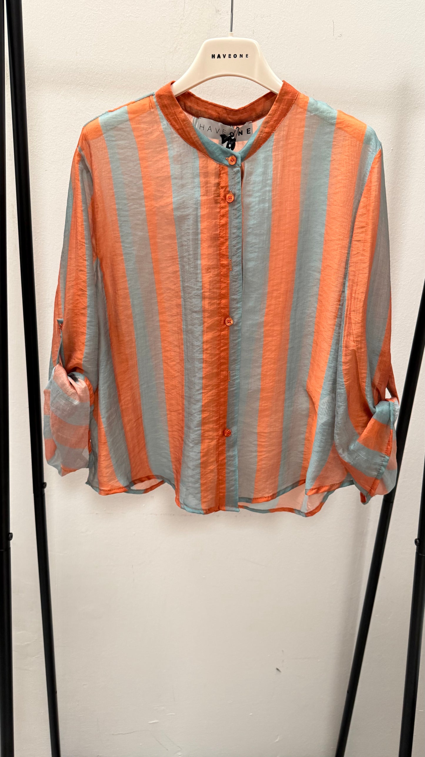 Camicia Riga arancio e tiffany HaveOne Art. CVS-Q422