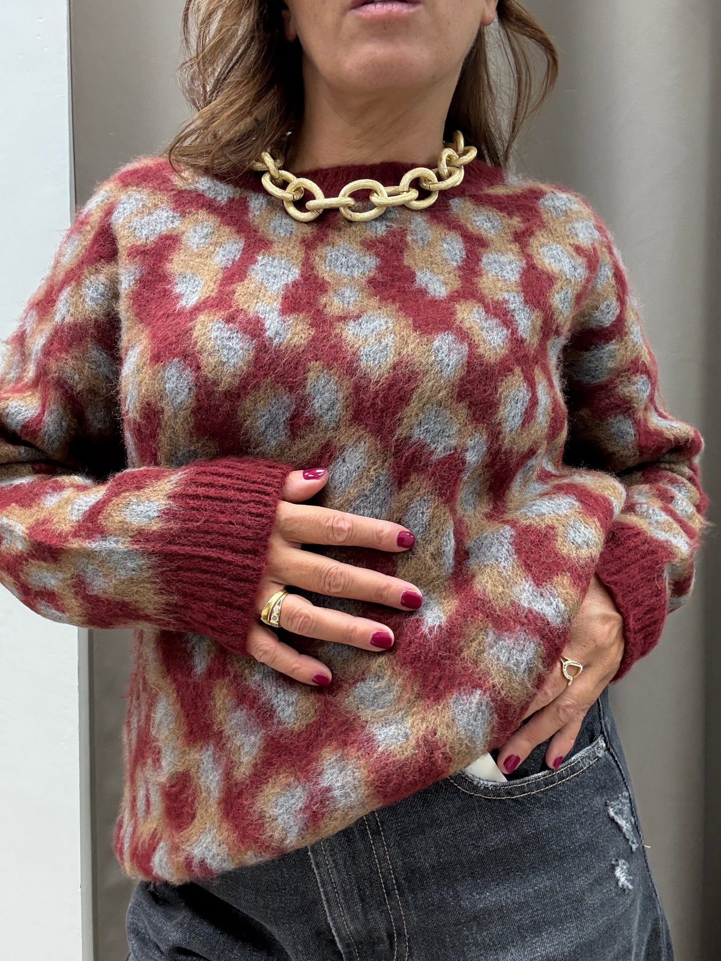 HaveOne Maglia Jacquard Vino