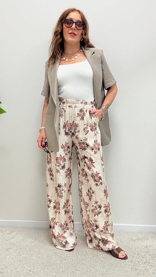 Pantalone Palazzo fiore rosa Extasy