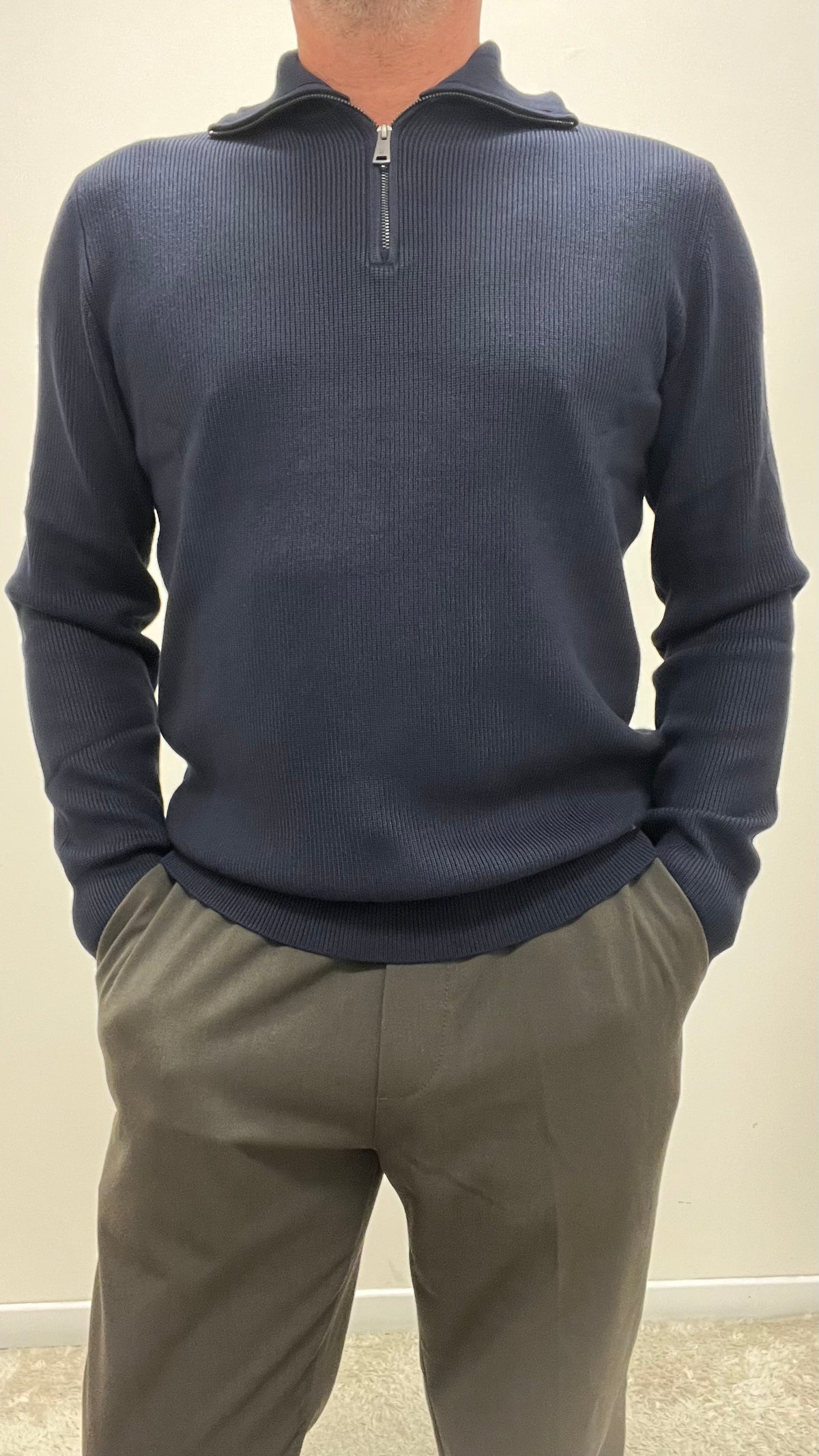 Maglia Costine in Viscosa Pesante Gianni Lupo Blu Navy Art.GL35151GZ