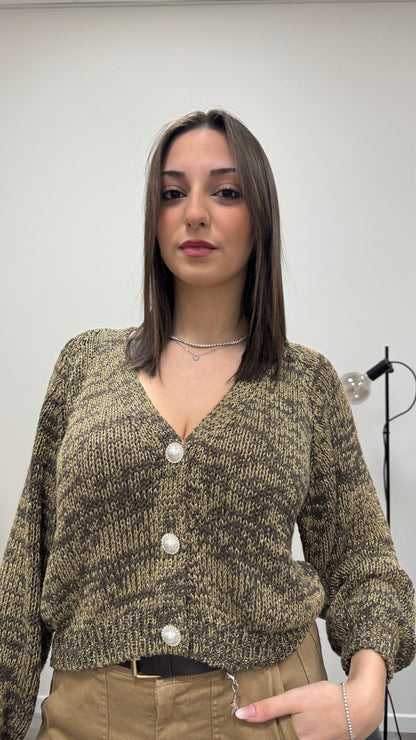 Cardigan gioiello moro e filo lurex Haveone
