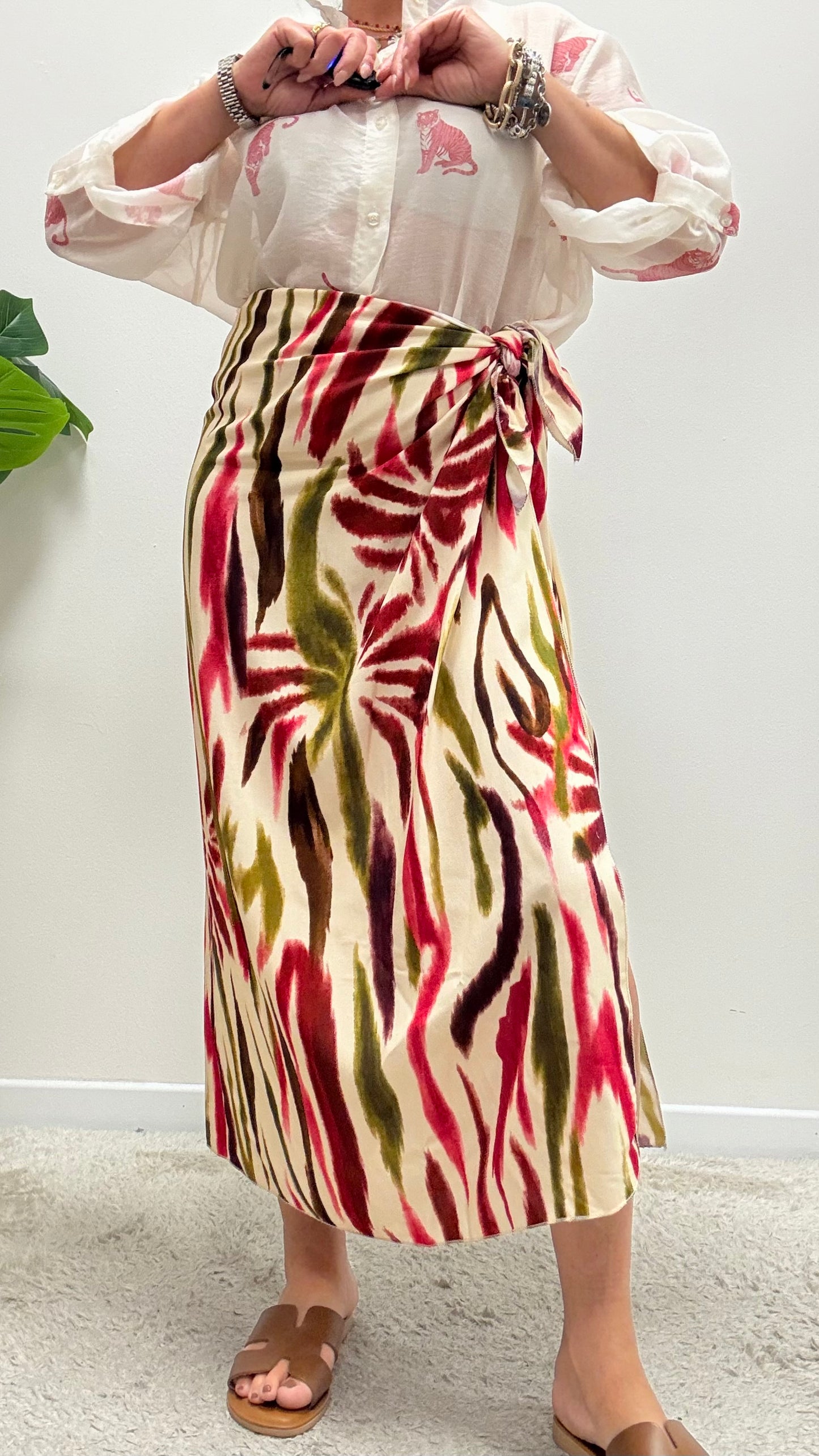 Gonna pareo palme fucsia verde HaveOne Art. GVS-Q207