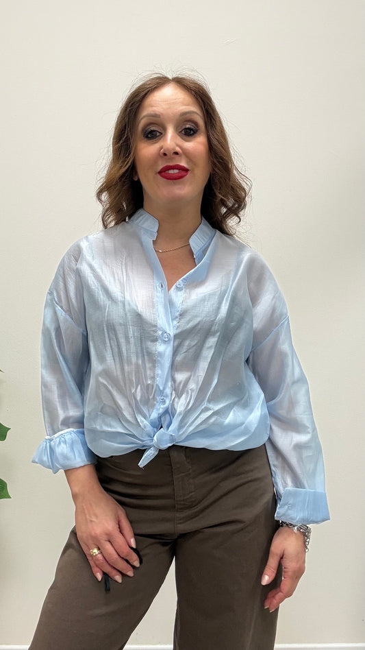 Camicia coreana nodo Extasy Azzurra