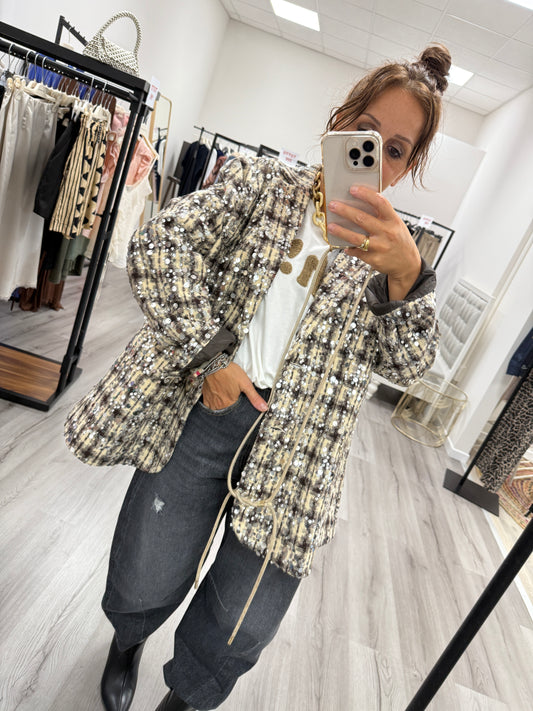 Giacca check paillettes Susy Mix