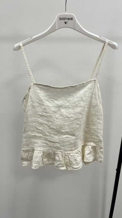 Top con Gala in Lino Burro Susy Mix Art.34141