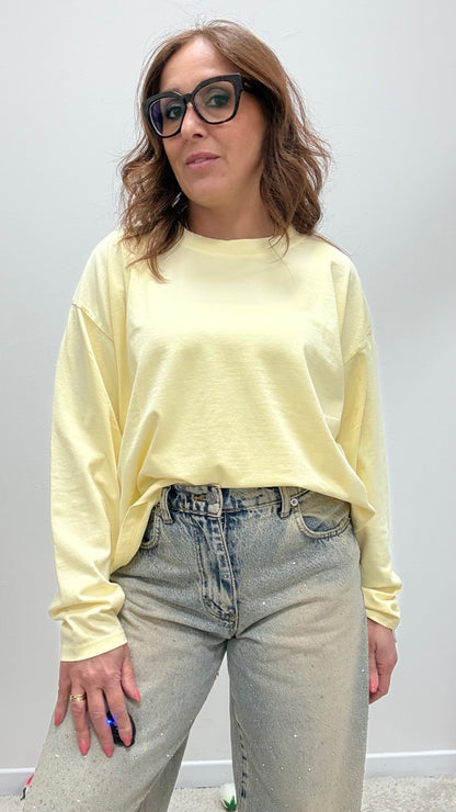 Basica manica lunga cotone Haveone giallo