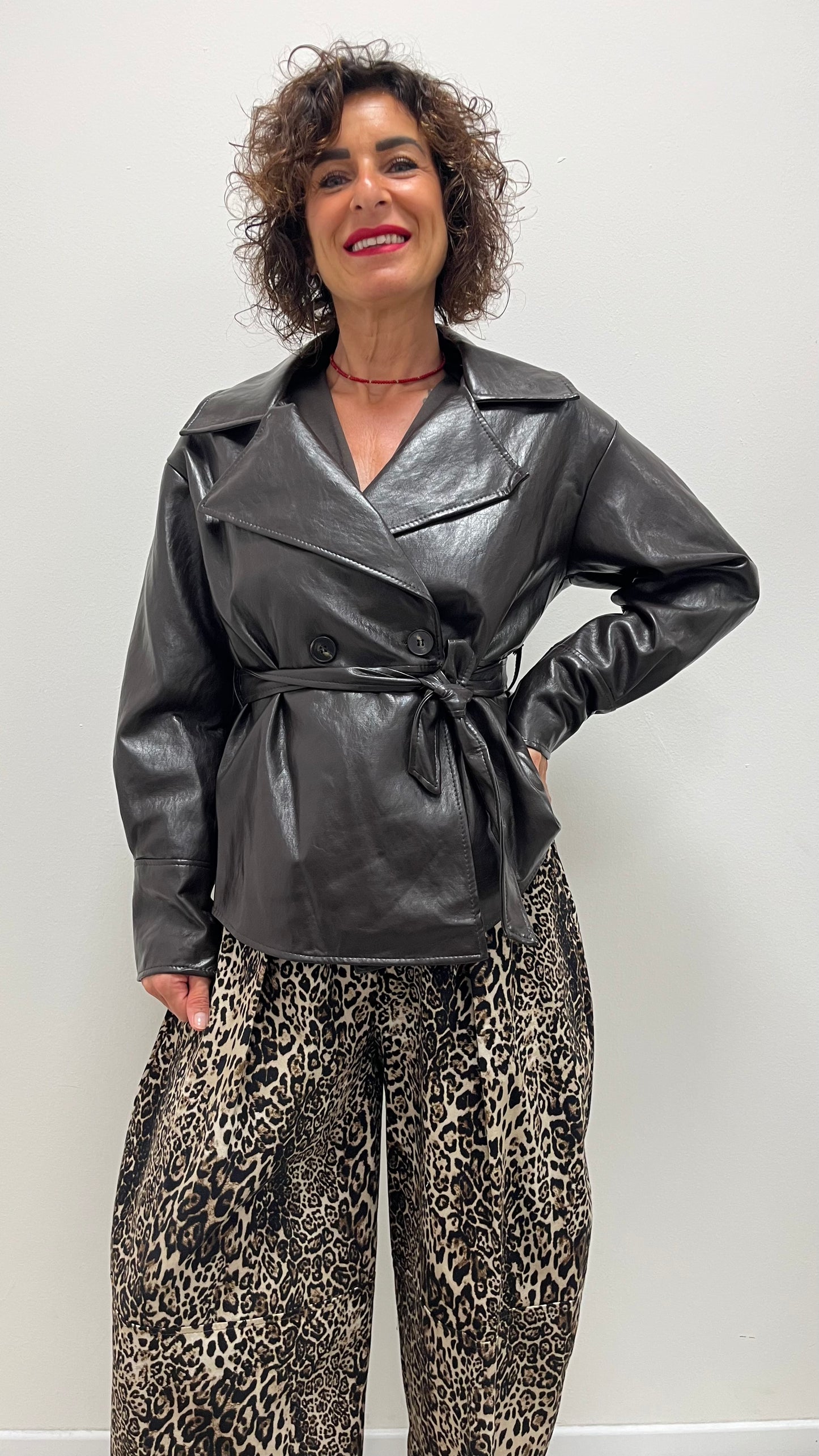 Giacca Camicia Ecopelle Extasy Moro