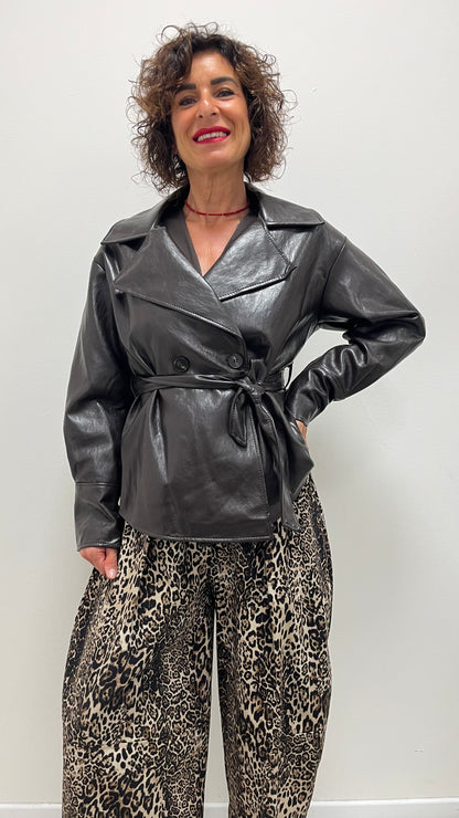Giacca Camicia Ecopelle Extasy Moro