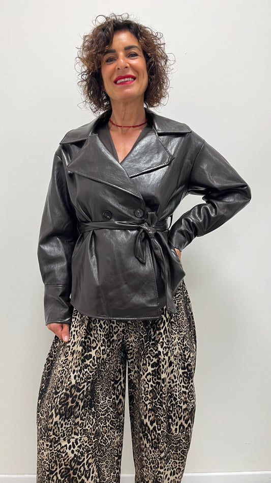 Giacca Camicia Ecopelle Extasy Moro