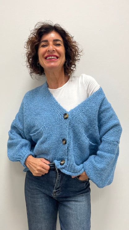 Cardigan Tre Bottoni HaveOne Azzurro Polvere Art.JIT-P020