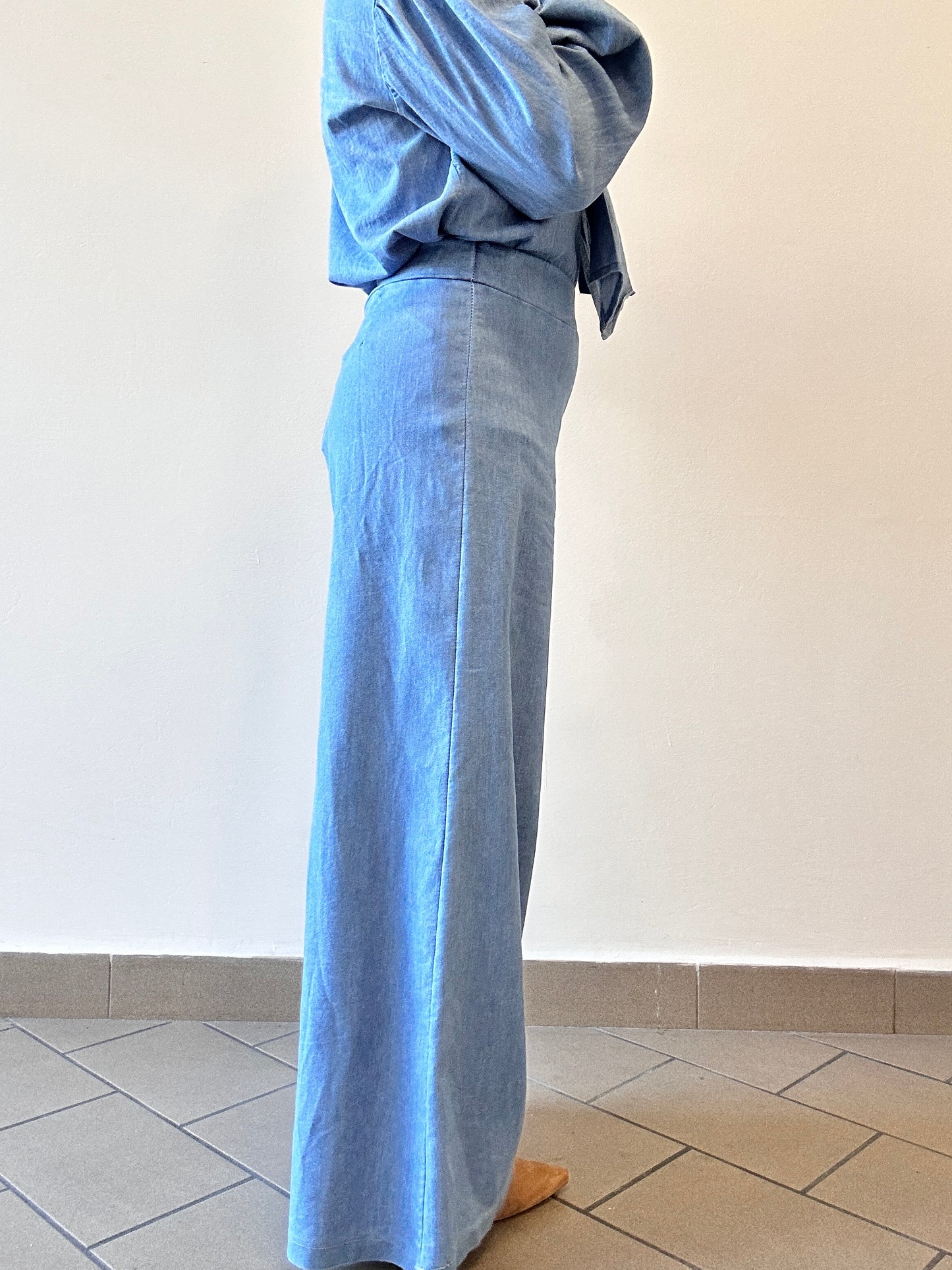 Pantaloni palazzo in Chambray Haveone