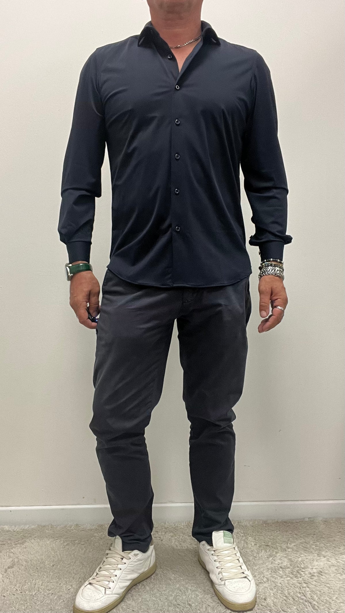 Camicia Tessuto Tecnico Over-D Blu Navy