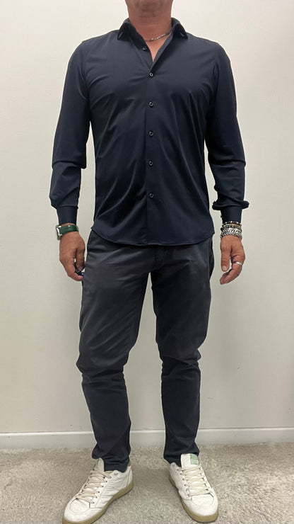 Camicia Tessuto Tecnico Over-D Blu Navy