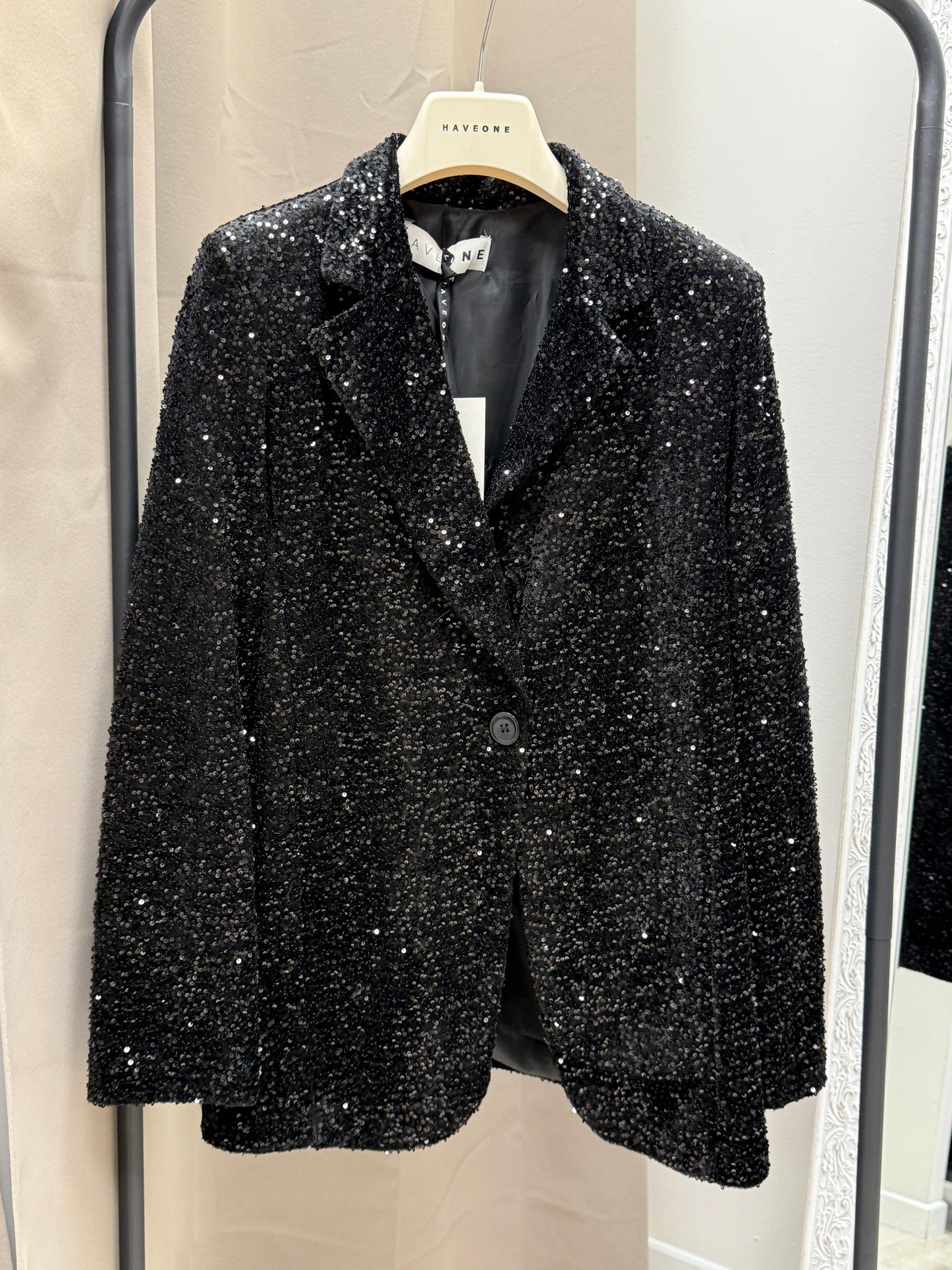 Giacca paillettes velluto sfiancata monopetto Haveone