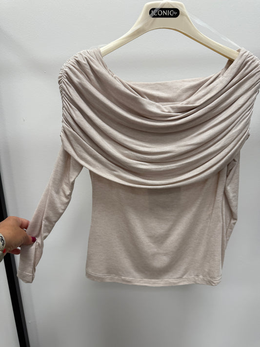 Maglia scollo shiffer beige Haveone
