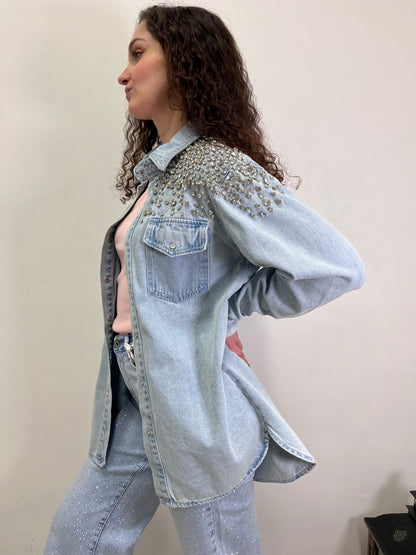 Giacca Camicia Denim Strass Susy Mix