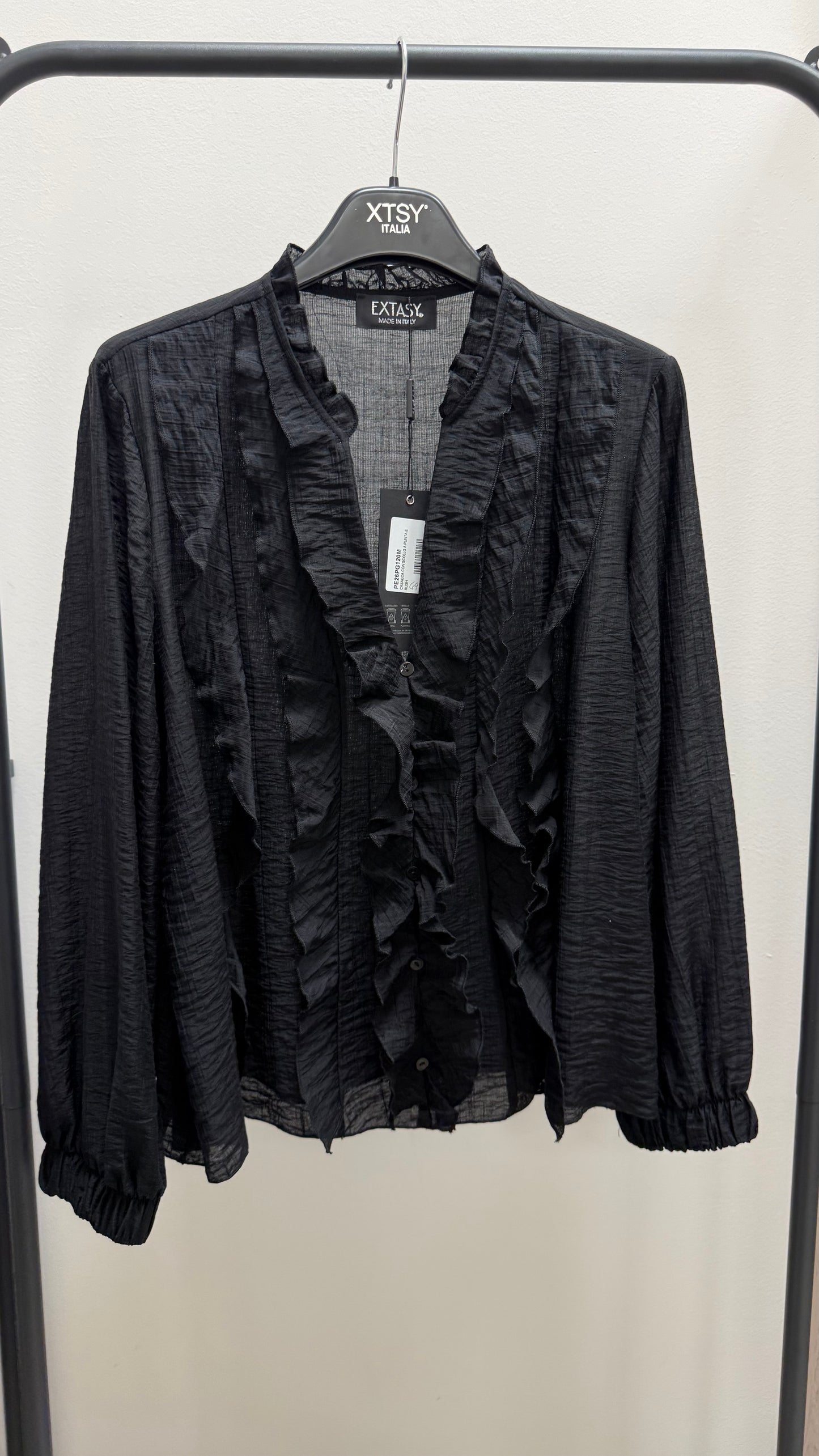 Camicia rouches Extasy nero