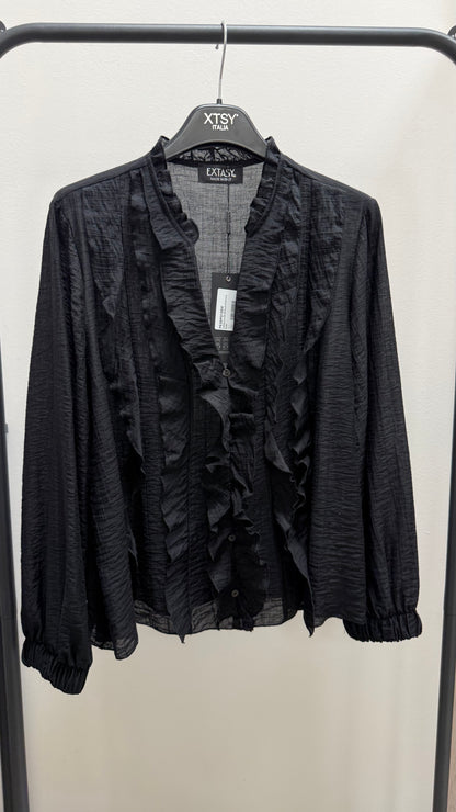 Camicia rouches Extasy nero