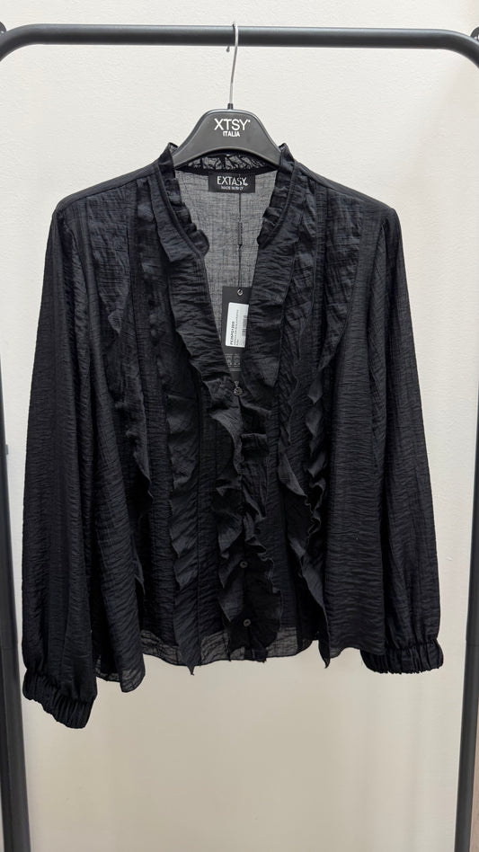 Camicia rouches Extasy nero
