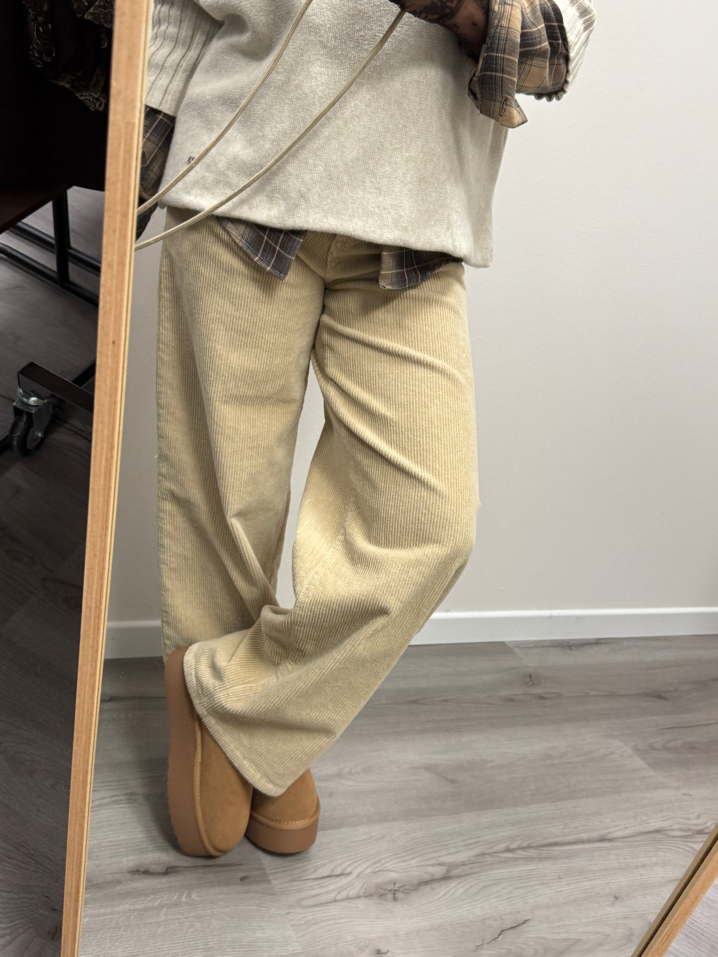 Pantalone Bella Beige in Velluto Haveone