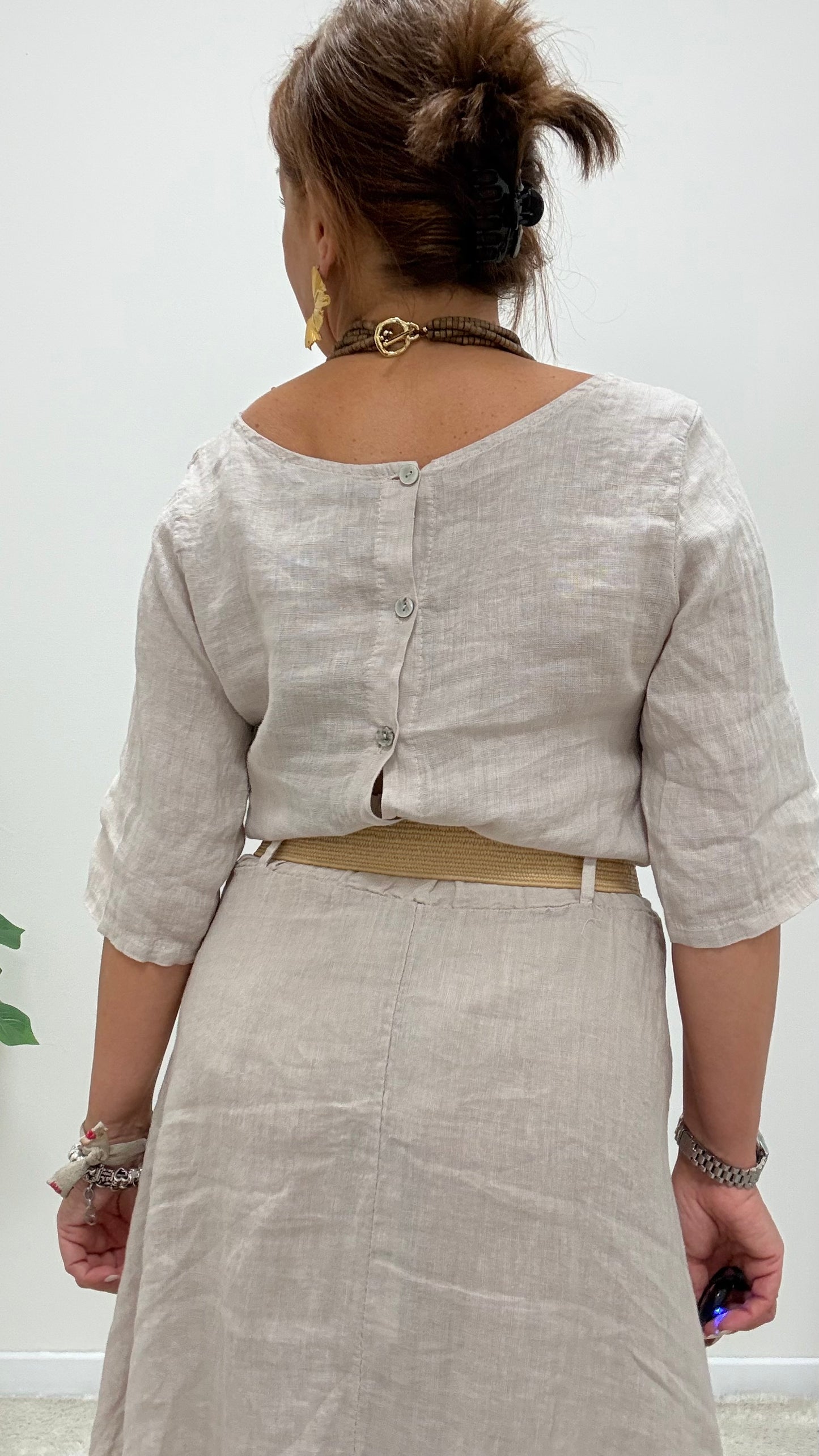 Blusa manica 3/4 100% lino Extasy corda