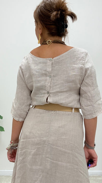 Blusa manica 3/4 100% lino Extasy corda