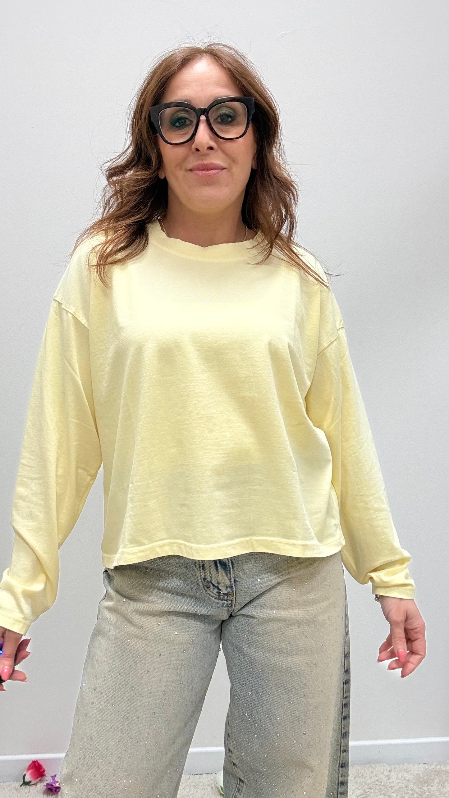 Basica manica lunga cotone Haveone giallo